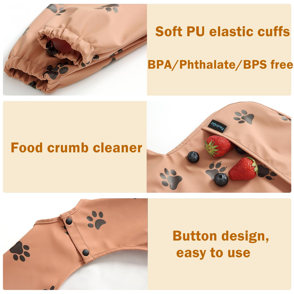 Baby Bib with Long Sleeves Bib & BLW, Machine Washable & Soft and Skin-Friendly Material, Coverall Bibs for Baby