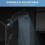 Dual Handheld Shower Head Combo, 2-in-1 Rain Shower Heads System 8 Inch Rainfall Shower Head and 10 Modes High