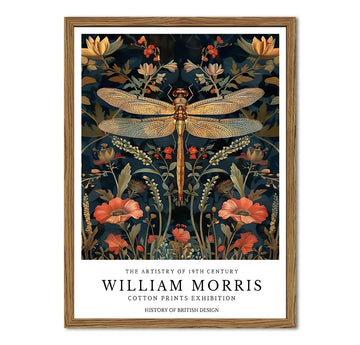 Vintage Dragonfly Wall Art William Morris Flowers Wall Decor Picture, Moody Nature Botanical Insect Poster Canvas