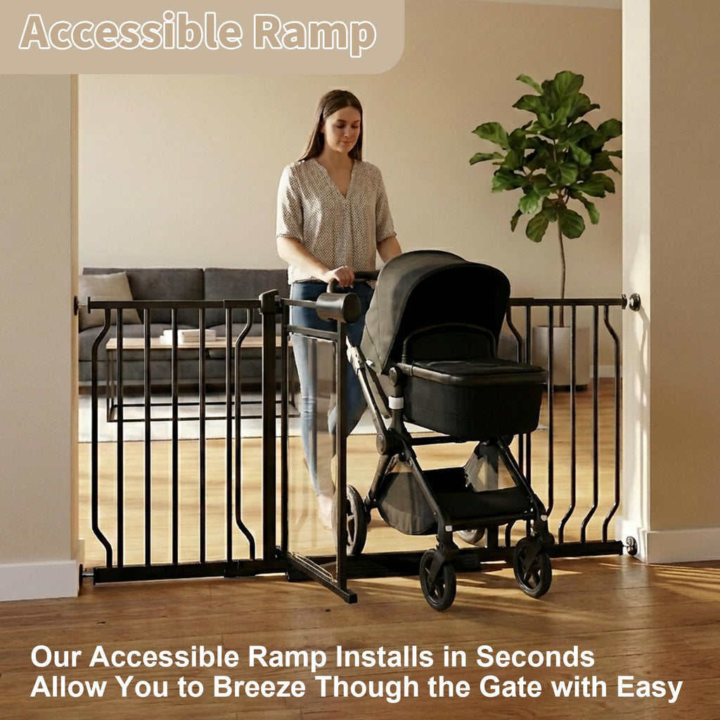 Clera Baby Gate 66.93-74.8" Extra Wide Pressure Mounted Easy Walk Through Auto Close Safety Toddler Kids Child Dog
