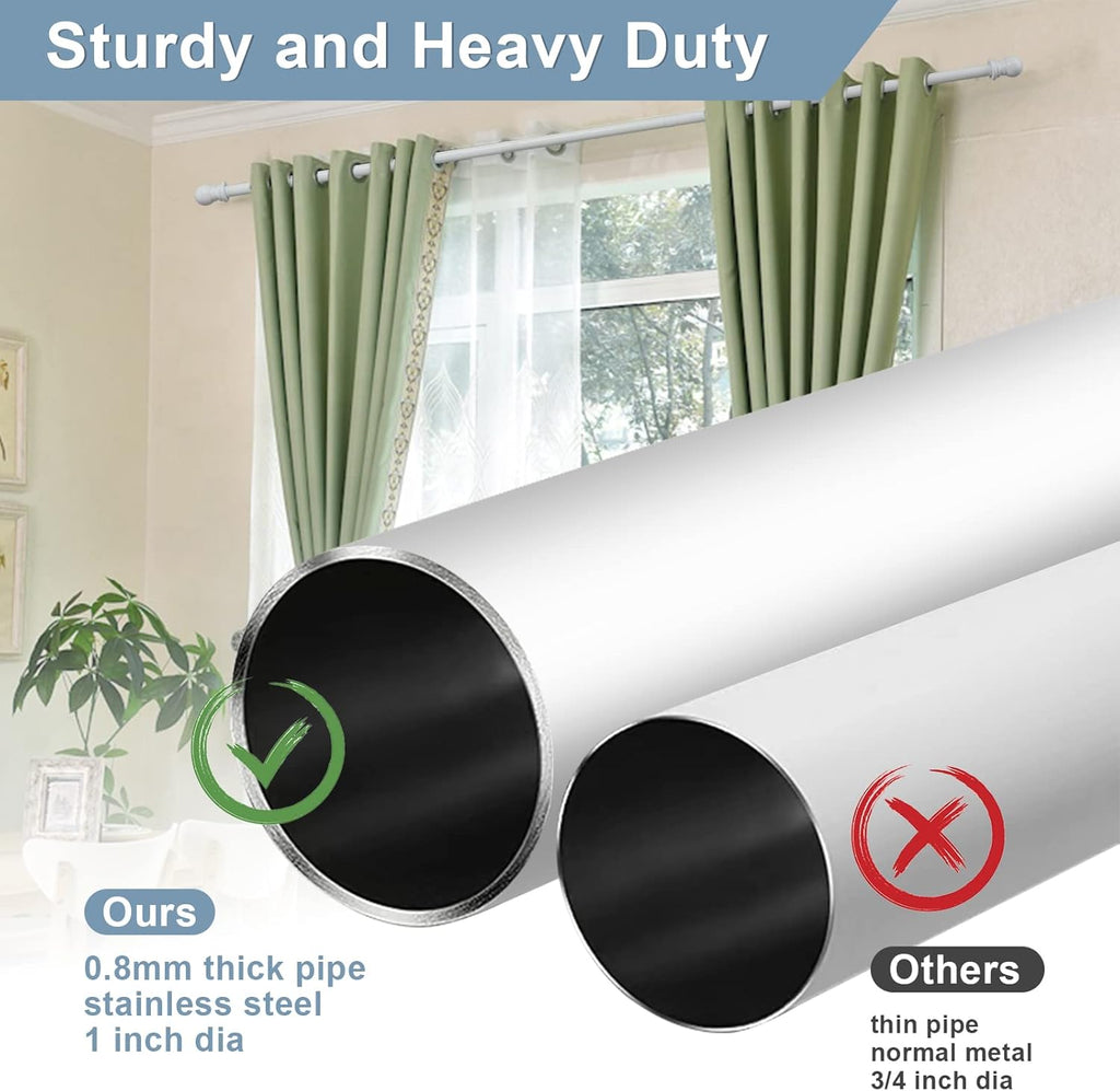 Decorative Curtain Rods for Windows - 1 Inch Heavy Duty Basic Curtain Rods,Adjustable Drapery Pole