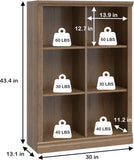 6 Cube Storage Organizer Bookcase - 3 Tiers 6 Storage Cube Adjustable Space Book Case, Display Cabinet Organizer