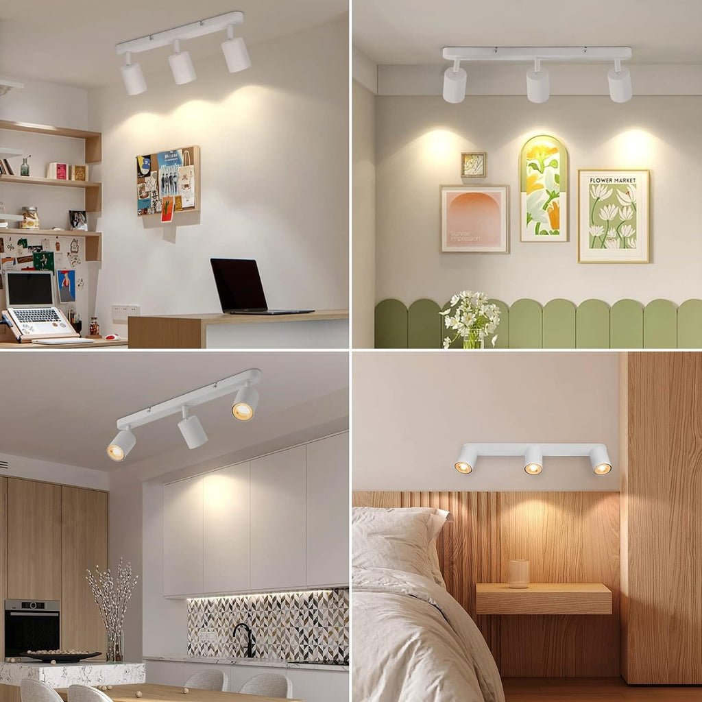 3 Way Track Lighting Kit Flexibly Rotatable Track Light Ceiling Kitchen LED Ceiling spot Light, Picture Wall