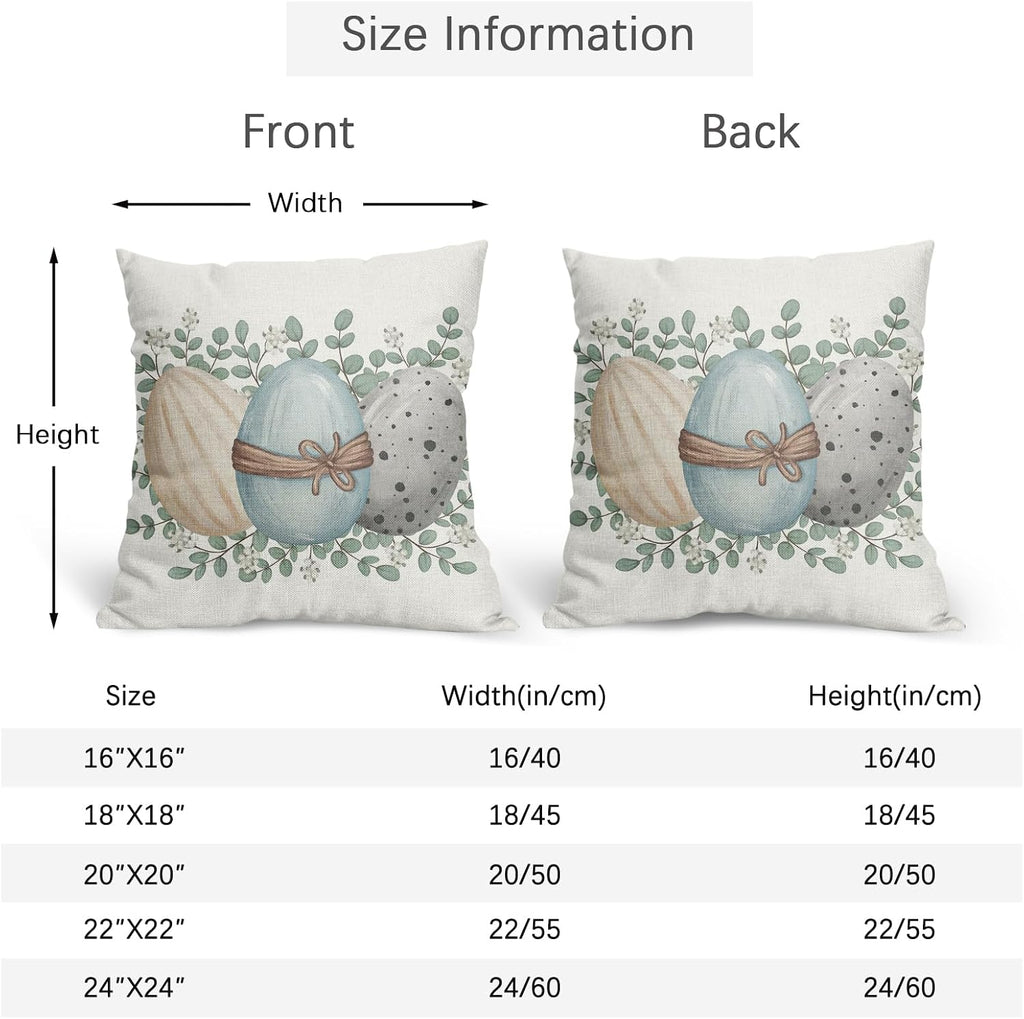 Easter Pillow Covers 18x18 Spring Throw Pillow Covers Rustic Cute Eggs Pillowcase Linen Decoration Farmhouse - Set of 2