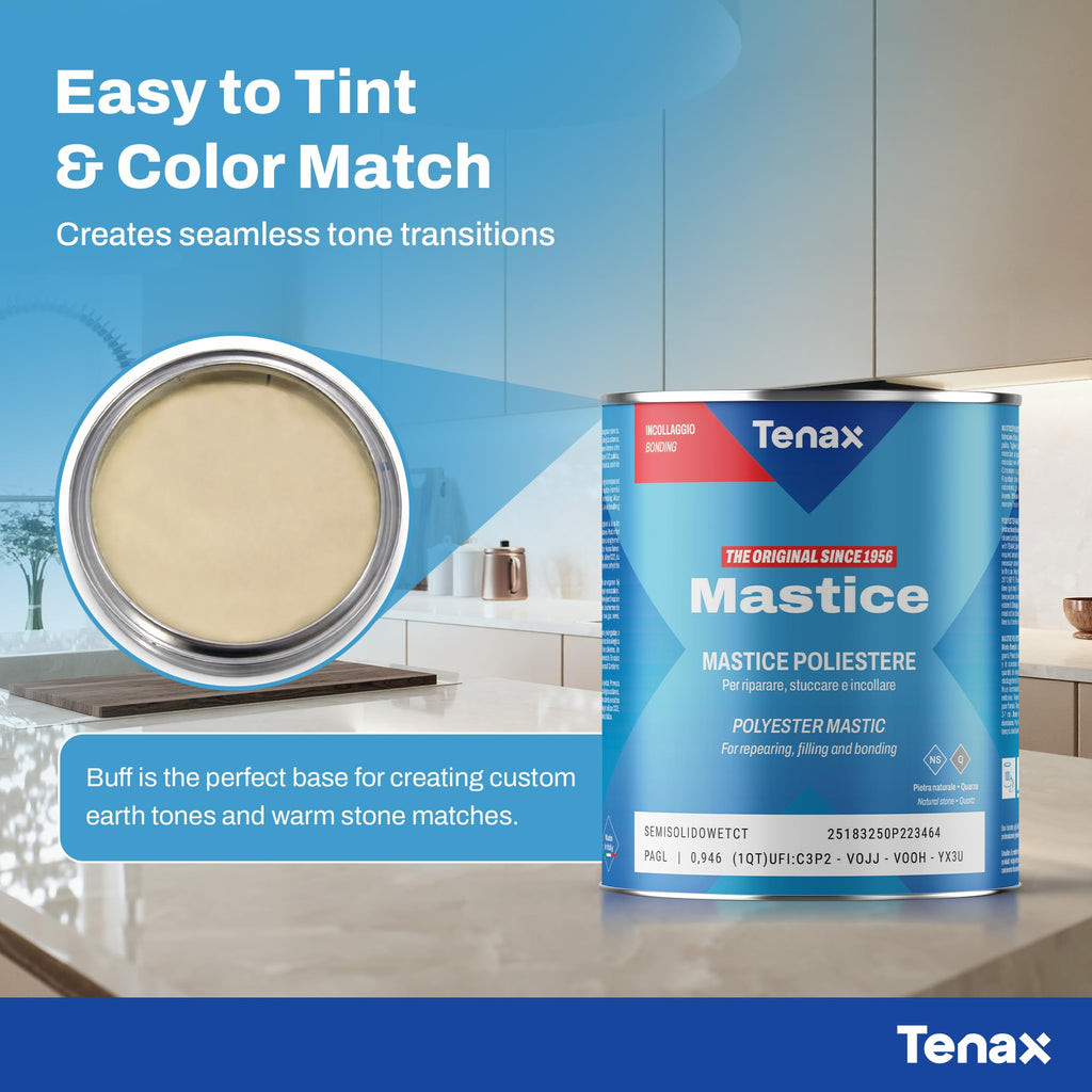 Travertine Filler - Buff Colored Polyester Stone Filler for Travertine Repair - Professional Hole & Crack Repair for