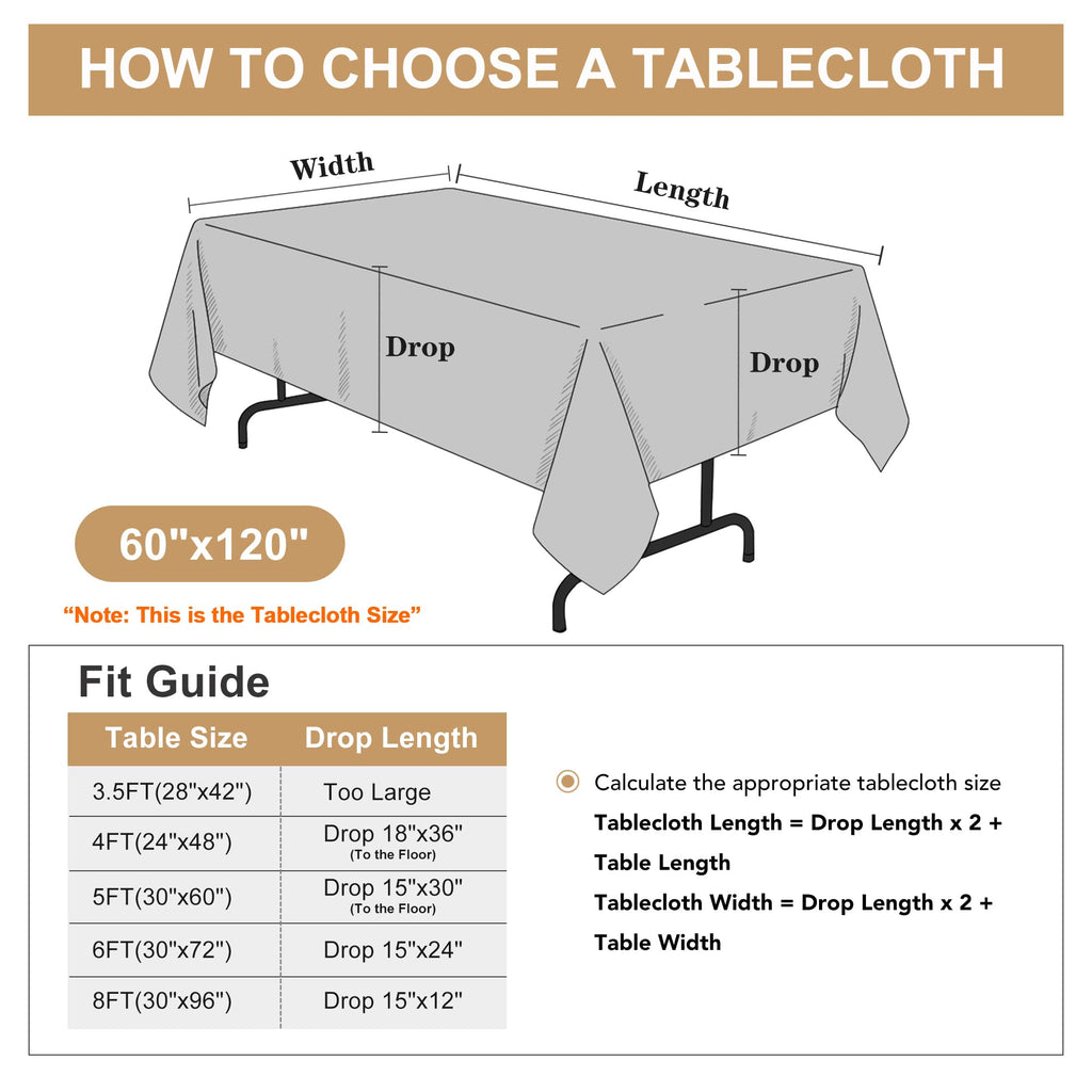 Fall Tablecloth Rectangular 60 x 120 Inch, Bronze
