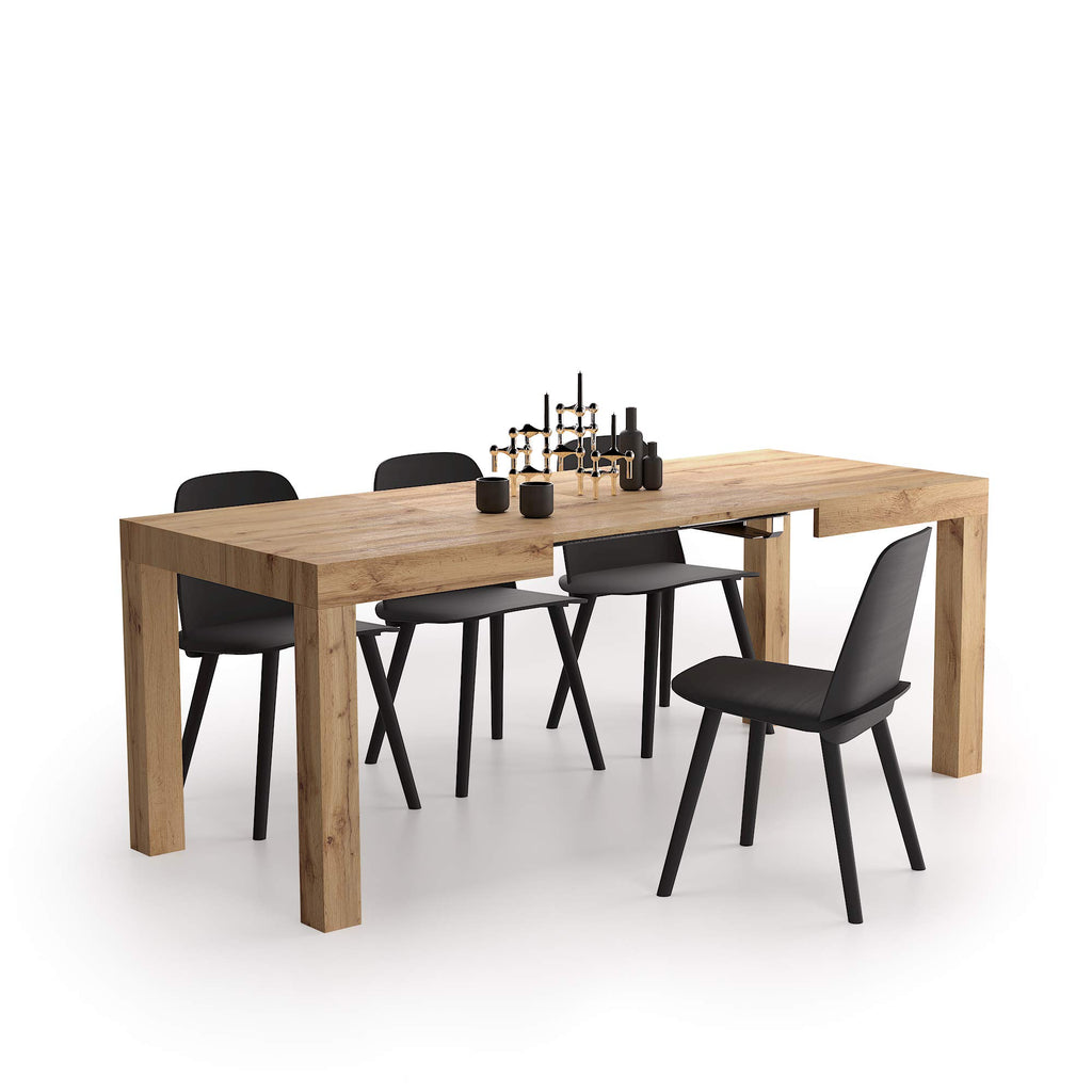 First Extendable Dining Table 47.2 to 78.7 Inches Seats 6 to 8 Rustic Oak