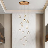 14-Light Crystal Chandeliers, 42W Raindrop Pendant Light Chandelier Large, Brass High Ceiling Chandelier Pendant Lighting with Clear Cut Crystal for Staircase Foyer Living Room A116-B0B6CMQ8L6