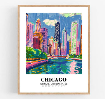 24X36 Unframed Chicago Skyline Illinois United States World Tour Travel Family Vacation Print Poster Wall Office Home