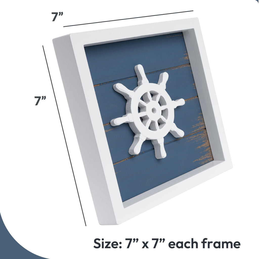 3d Nautical Wall Decor, Bathroom Wall Art, Set of 3, Blue