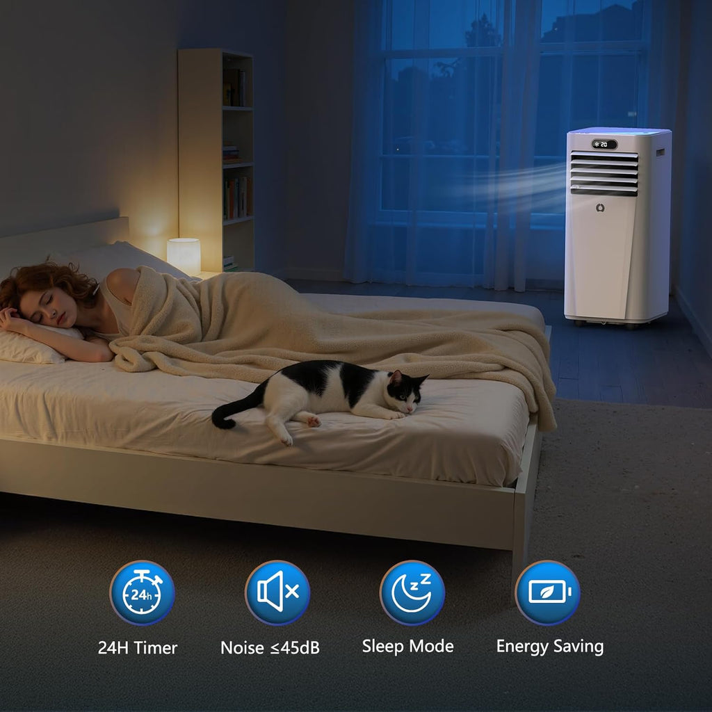 Portable Air Conditioners,10,000 BTU 3-in-1 Portable AC unit for Rooms up to 450 Sq. Ft, Featuring 24H Timer