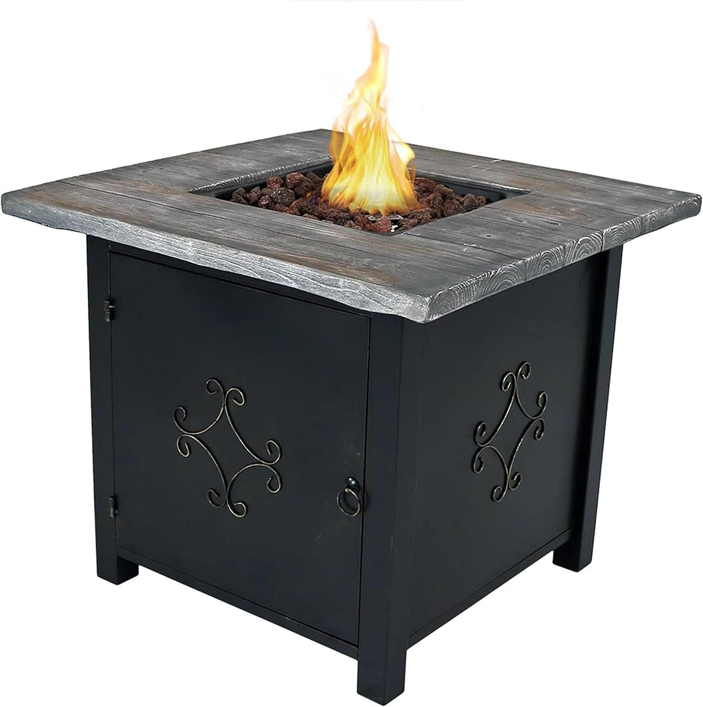 30-Inch Square Propane Fire Pit Table - 40,000 BTU Outdoor Gas Fire Pit Table with Lava Rocks and Weather-Resistant