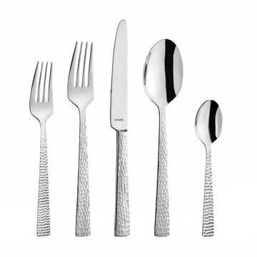 Silverware Set - Hammered, 20-Piece Stainless Steel Flatware for 4 - Cutlery Set with Forks, Spoons & Knives