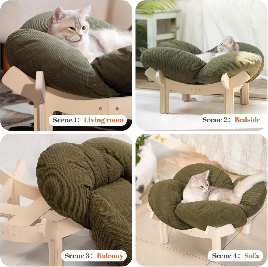 Elevated Cat Bed for Indoor Cats Couch Sofa Flower