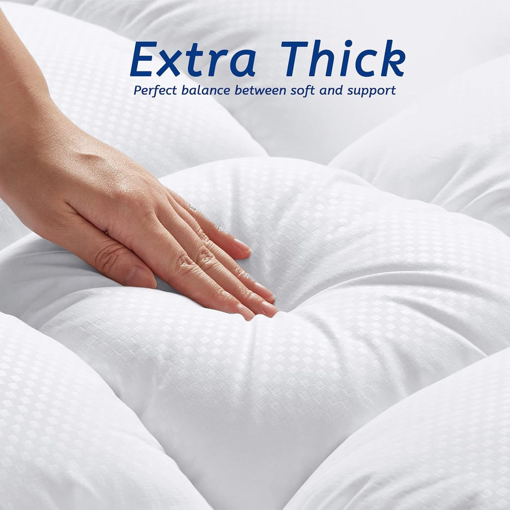 Queen Size Mattress Topper for Back Pain, Cooling Extra Thick Mattress Pad Cover with 8-21 inch Deep Pocket, Plush