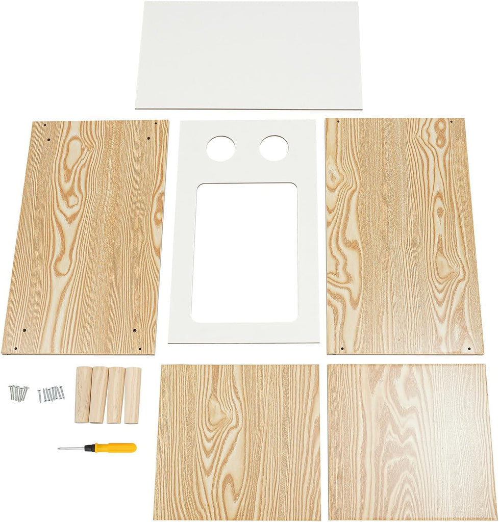 Wooden Cat House Creative TV Shaped Cat Villa, Indoor Cats Condo, Pet Store (Wooden, White, 19.7 * 11.4 * 15.7 in)