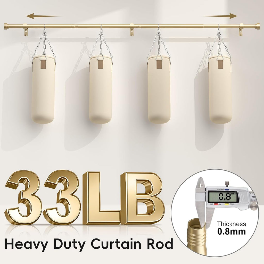 Gold Curtain Rods for Windows,1 Inch Heavy Duty Curtain Rods,Adjustable Modern Drapery Rod,Window