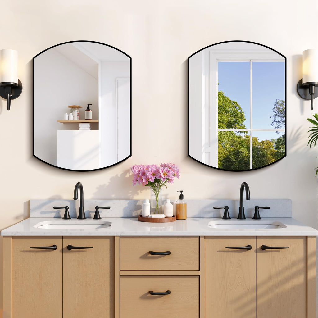 Bathroom, 18x24 Inch Black Oval Wall Mounted with Thin Metal Frame, Modern Bathroom Vanity Mirrors for Over Sink