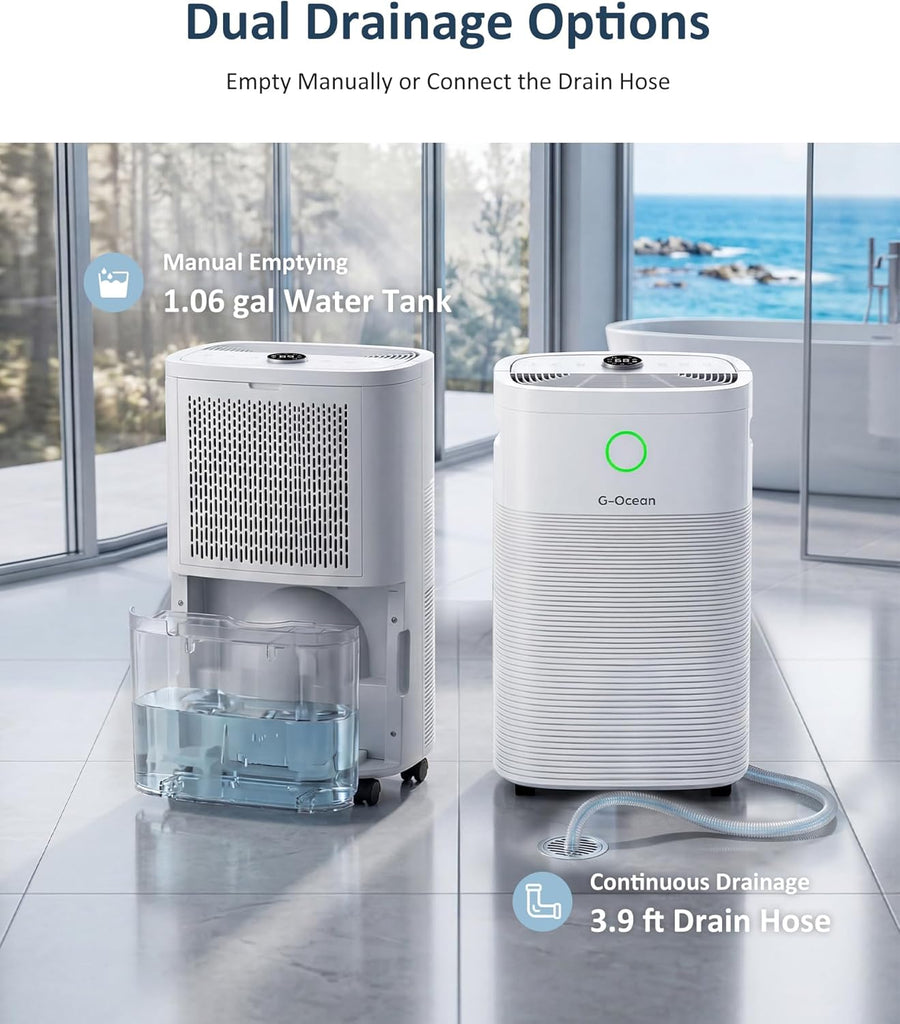 70 Pint/Day Compressor Dehumidifier for Home up to 4,000 Sq.Ft, Dehumidifier with Drain Hose, Humidity Control