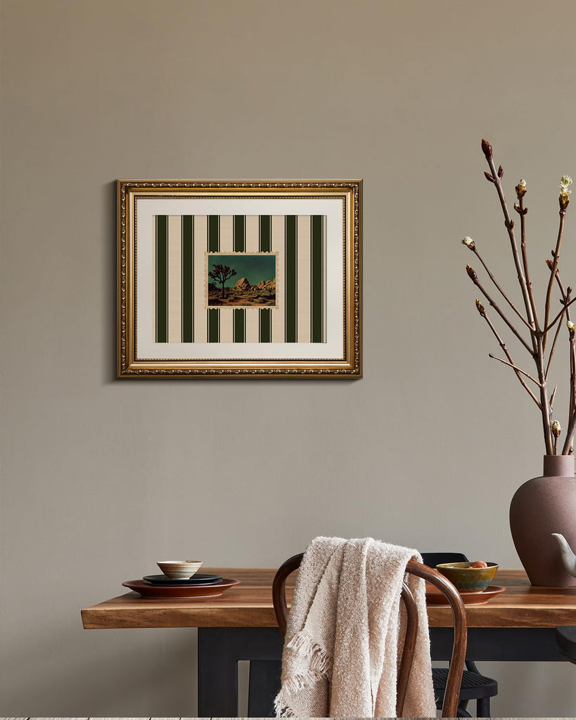 Gold Framed Wall Art, Western Scenic Stamps Canvas Print Home Decor Vintage Art Painting Picture Bathroom Wall Decor