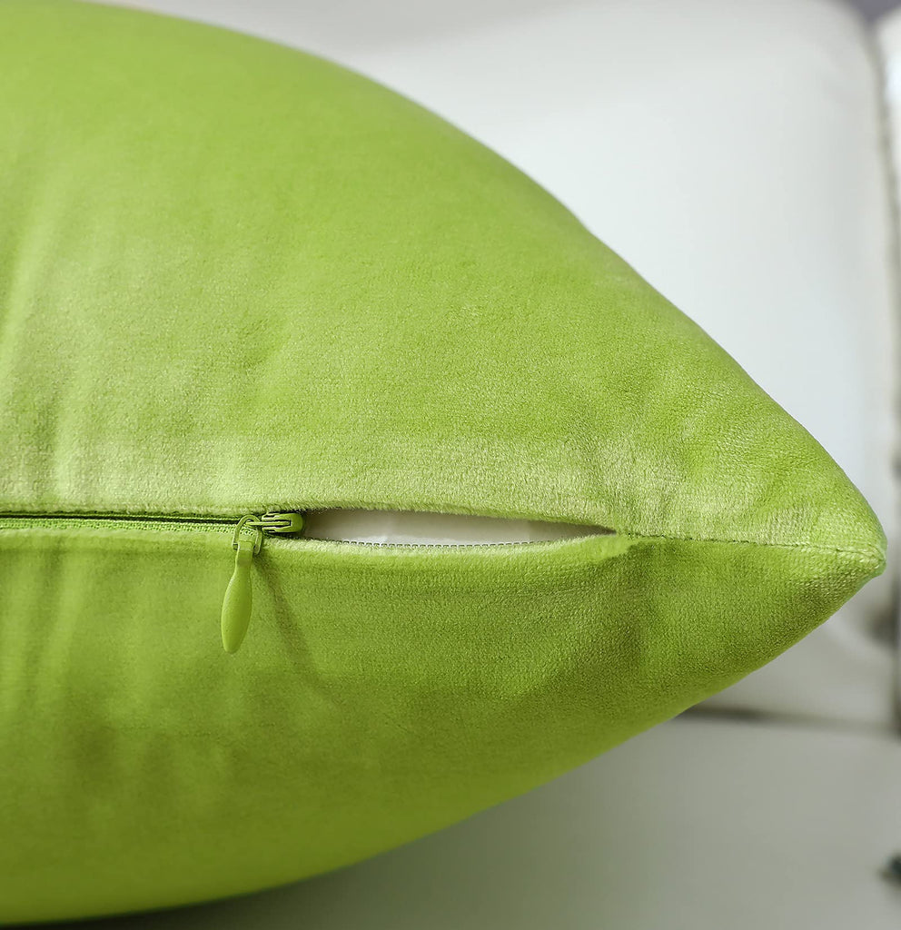 Comfy Lime Green Throw Pillow Covers Decorative Square Solid Thick Velvet Super Soft Cushion Cases Home Decor for