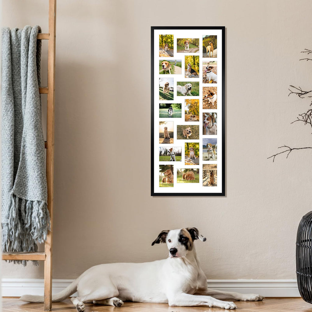 Collage Picture Frame 4x6, 20 Opening Black Large Photo Frame for Multiple 4 by 6 inch Pictures for Wall