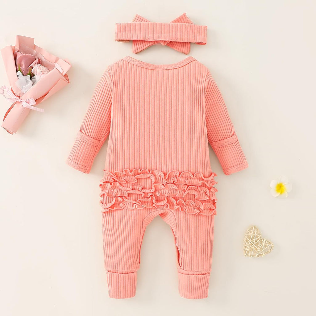 Newborn Baby Girl Fall Winter Outfits Clothes Knit Romper Coming Home Outfit for Baby Girl