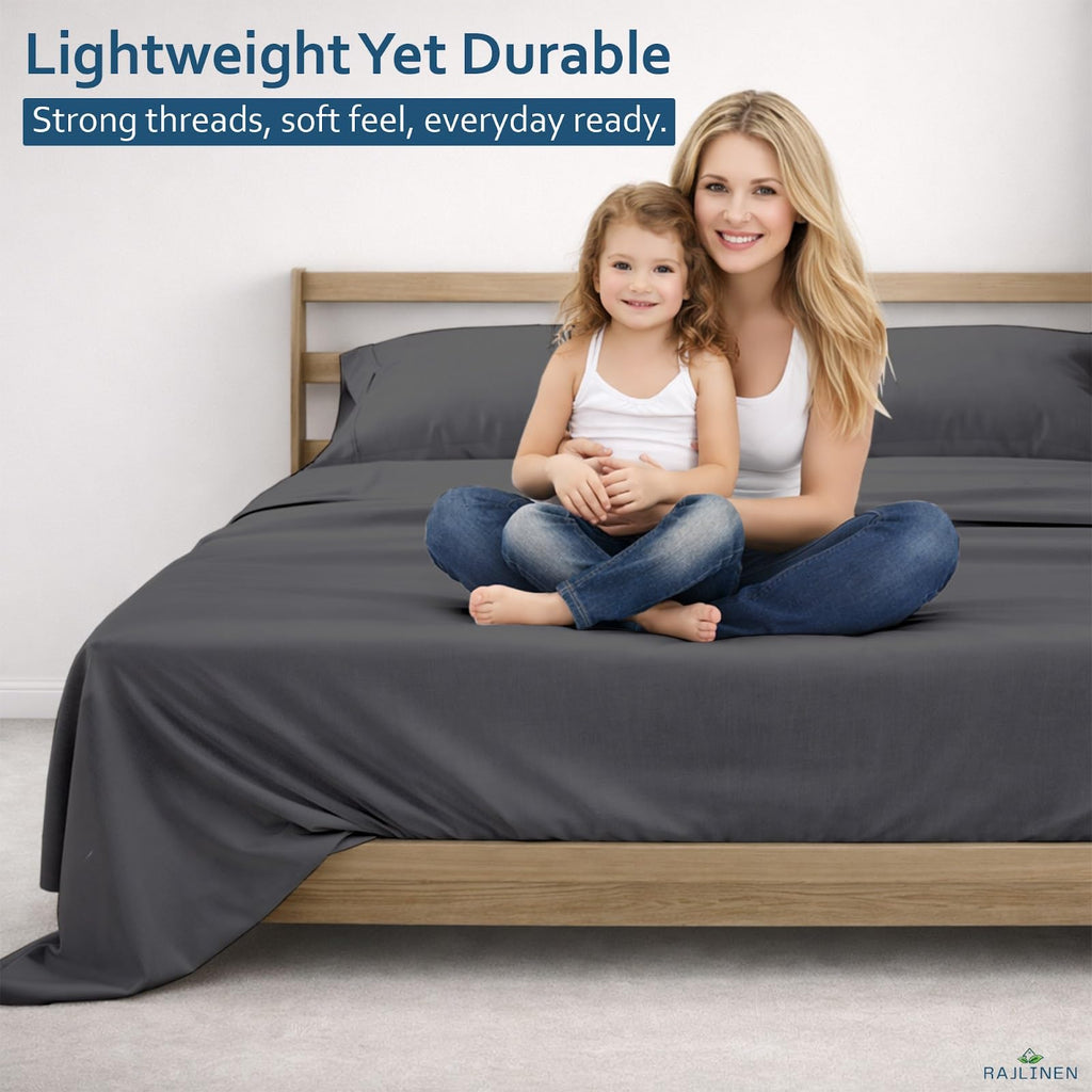 100% Cotton Three Quarter (48" x 75") Sheets Set, Cooling & Breathable Bed Sheets, 16 Inch Deep Pocket Fitted Sheet