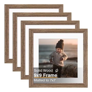 9x9 Picture Frames 4 Pack Brown Solid Wood Square Frames