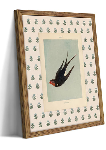 Vintage Swallow Wall Art, Japanese Bird Canvas Wall Decor Painting, Rustic Cottagecore Swallow Artwork Prints