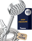 Solid Metal Handheld Shower Head with Hose and Brass Holder - CHROME