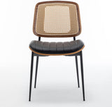 Dining Chairs Set of 2 Mid Century Modern Retro Faux Leather Kitchen Chairs with Walnut Bentwood Upholstered