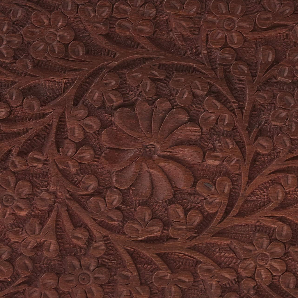 Handmade Wooden Jewelry Box, Hand Carved Jewelry Organizer with Floral Design, Rustic Storage Memory Box for Rings