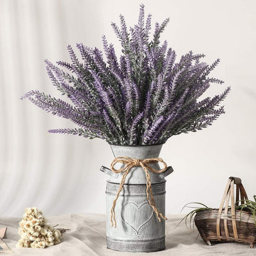 Artificial Lavender Flowers with Vase, Fake Purple Lavender Plant