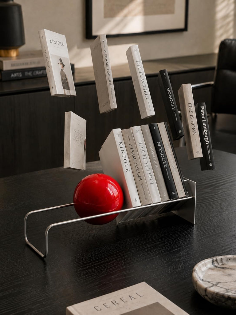 Sculptural Book Holder, Modern Decorative Bookend, Stainless Steel , Designer Home Decor Accent, Coffee Table Decor