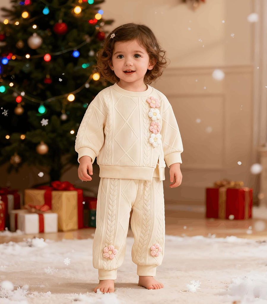 Toddler Baby Girl Outfits Long Sleeve Solid Sweatsuit Pants 2 Piece Clothes Fall Winter Infant Sweater Set