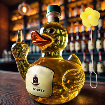 Duck Whiskey Bottle, 10 Oz Funny Middle Finger Duck Whiskey Decanter, Glass Duck Statue for Bar, Office, or Home