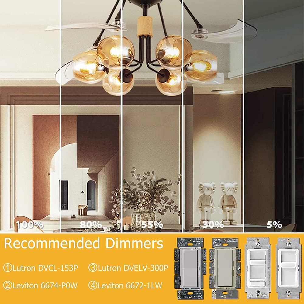 Dimmable G16.5 LED Bulbs,E26 Edison LED Light Bulbs,6W Equal 60 Watt Light Bulb,600lm,Soft White 3000K,Globe Light