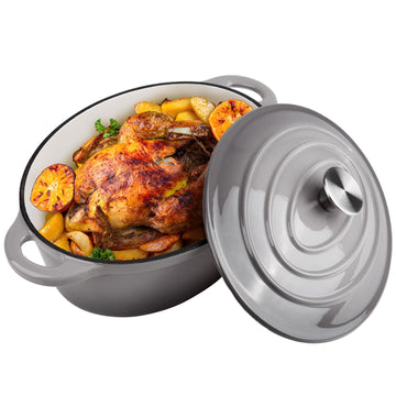 5.5 Quart Oval Enameled Cast Iron Dutch Oven Pot with Lid, Oven Safe up to 550° F & Dishwasher Safe, Sturdy Dutch