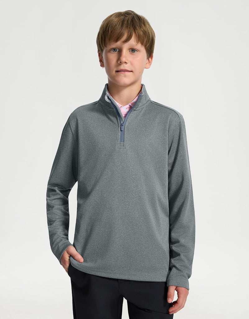 Boys Quarter Zip Pullover Mock Neck Midlayer Golf Kids Sweatshirt
