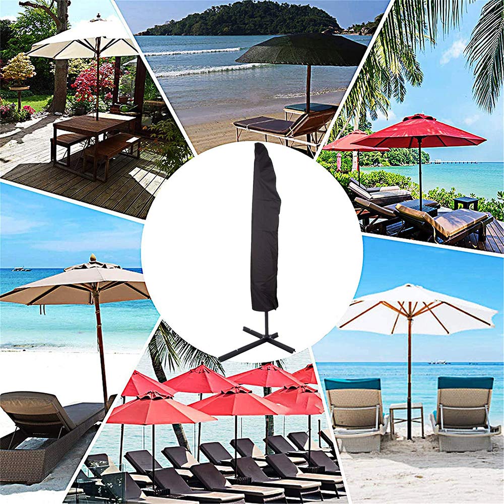 Patio Parasol Cover with Zipper Waterproof 210D Garden UV Resistant Cantilever Parasol for Outdoor Garden Beach