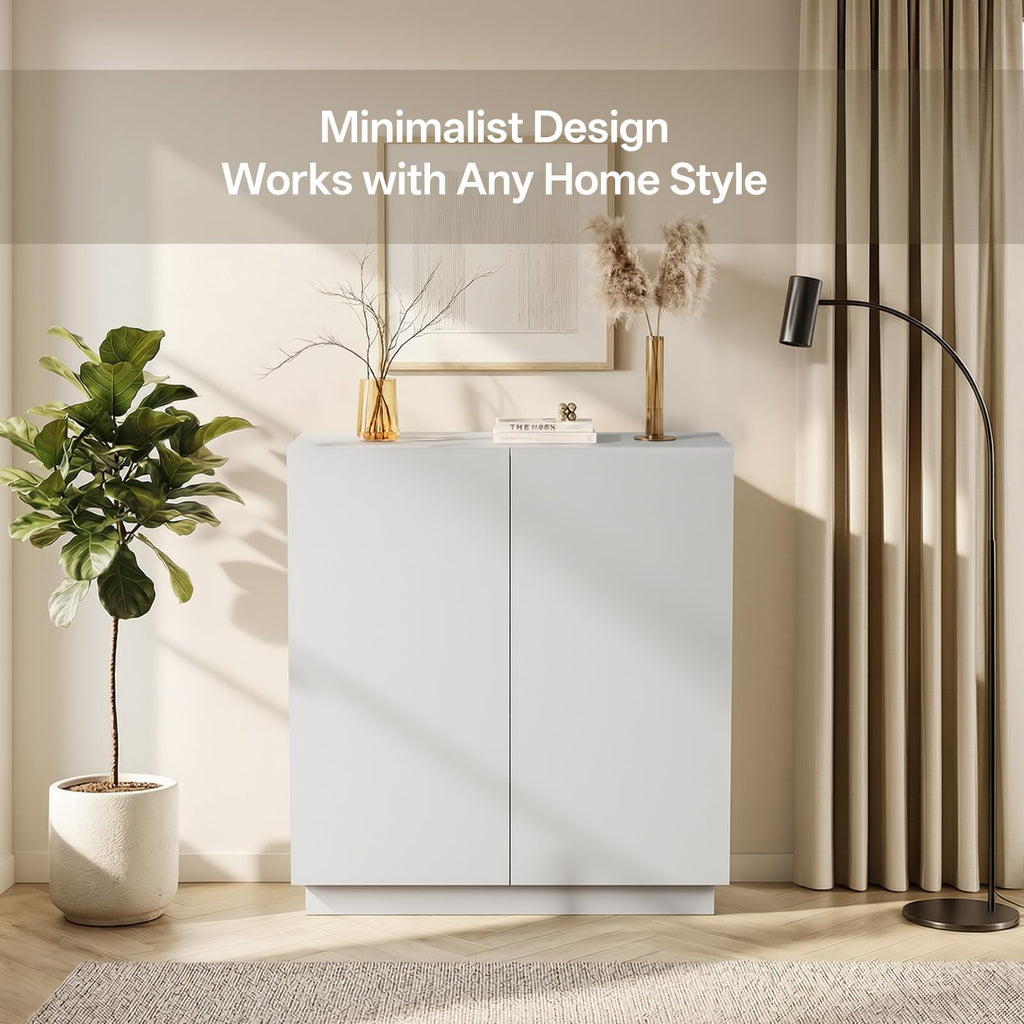 31.5" Minimalist Buffet Cabinet, Sideboard with Storage, White