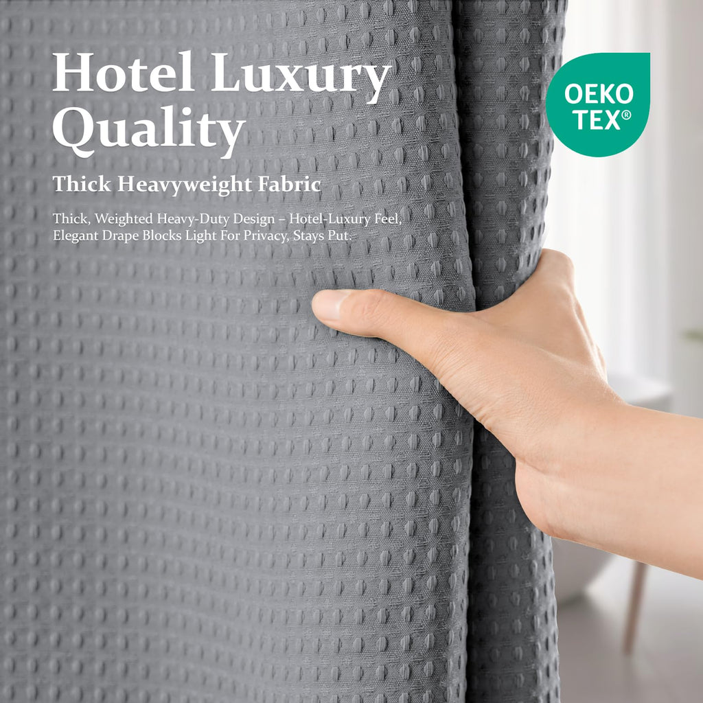 Extra Long Waffle Shower Curtain 256 GSM Fabric 72"x84" Grey/Gray