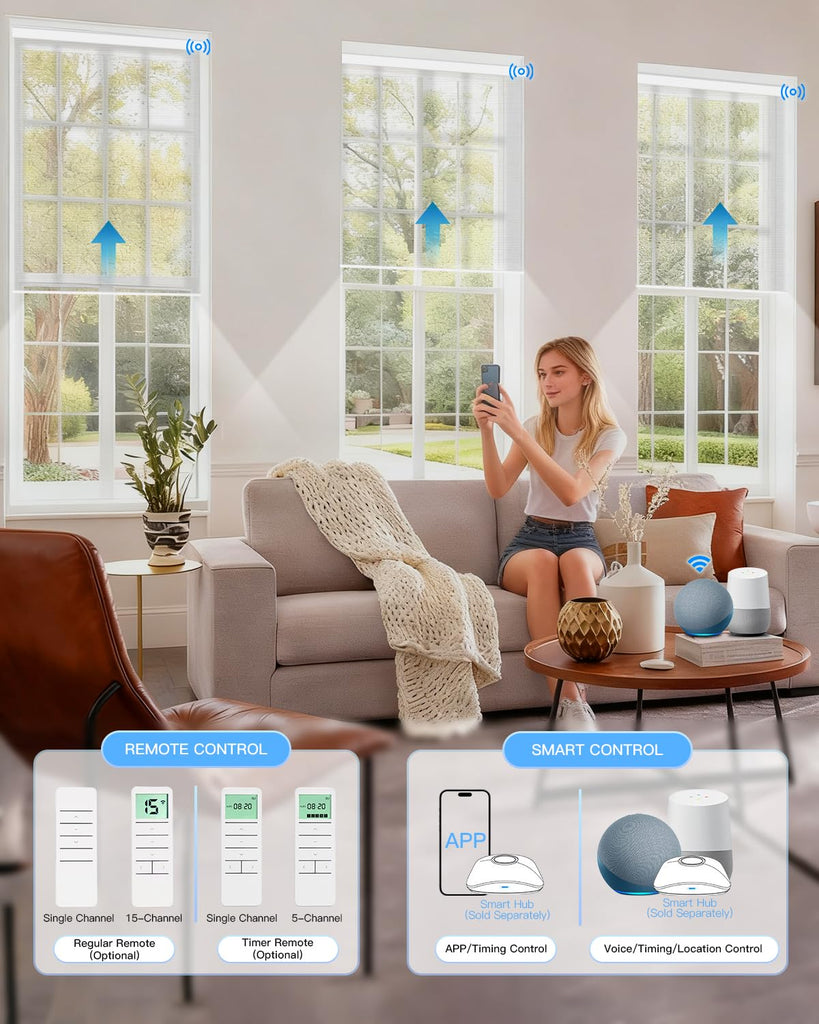 Motorized Sheer Roller Shade, Light Filtering Smart Window Blind