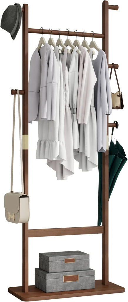 Eco-Friendly Solid Wood Coat Rack, 23.6 x 11 x 64.1 Inches, Easy Assembly, Perfect , Entrance, or Living Room Decor
