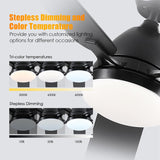 Ceiling Fans with Lights, 52 Inch Low Profile Ceiling Fan with Light and Remote Control,Reversible, 3CCT, Dimmable, Quiet, Black Ceiling Fan for Bedroom Indoor/Outdoor Use A101-B0D8BBWFL3