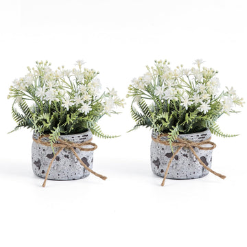 White Small Artificial Plants with 2pcs, Fake Plants Decor