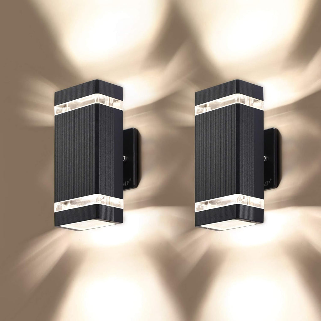 2 Pack LED Square Up and Down Lights Outdoor Wall Light，Body in Aluminum Waterproof Outdoor Wall Lamps，3000k 5W with