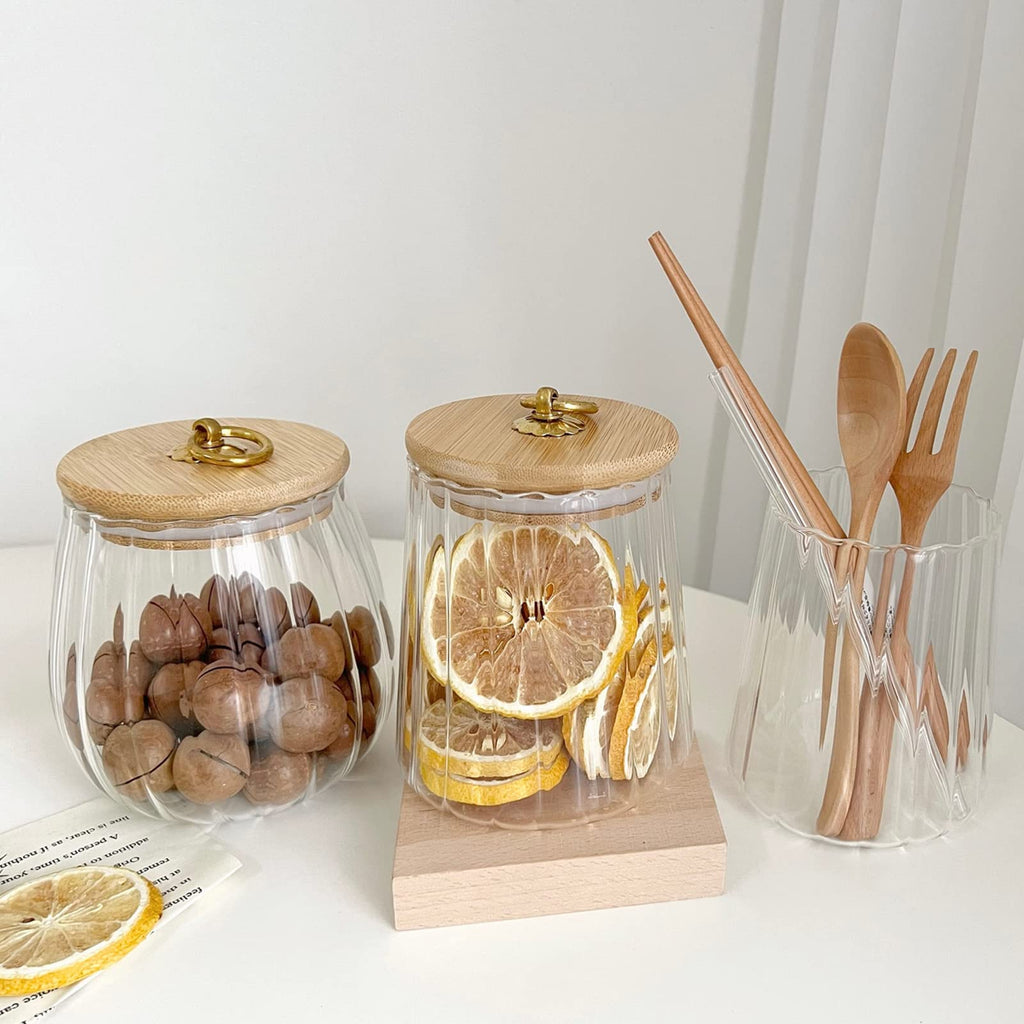 38 FL OZ Glass Jars with Bamboo Lids, Airtight Storage Containers, Large Candy Jars for Coffee Nuts Cookie
