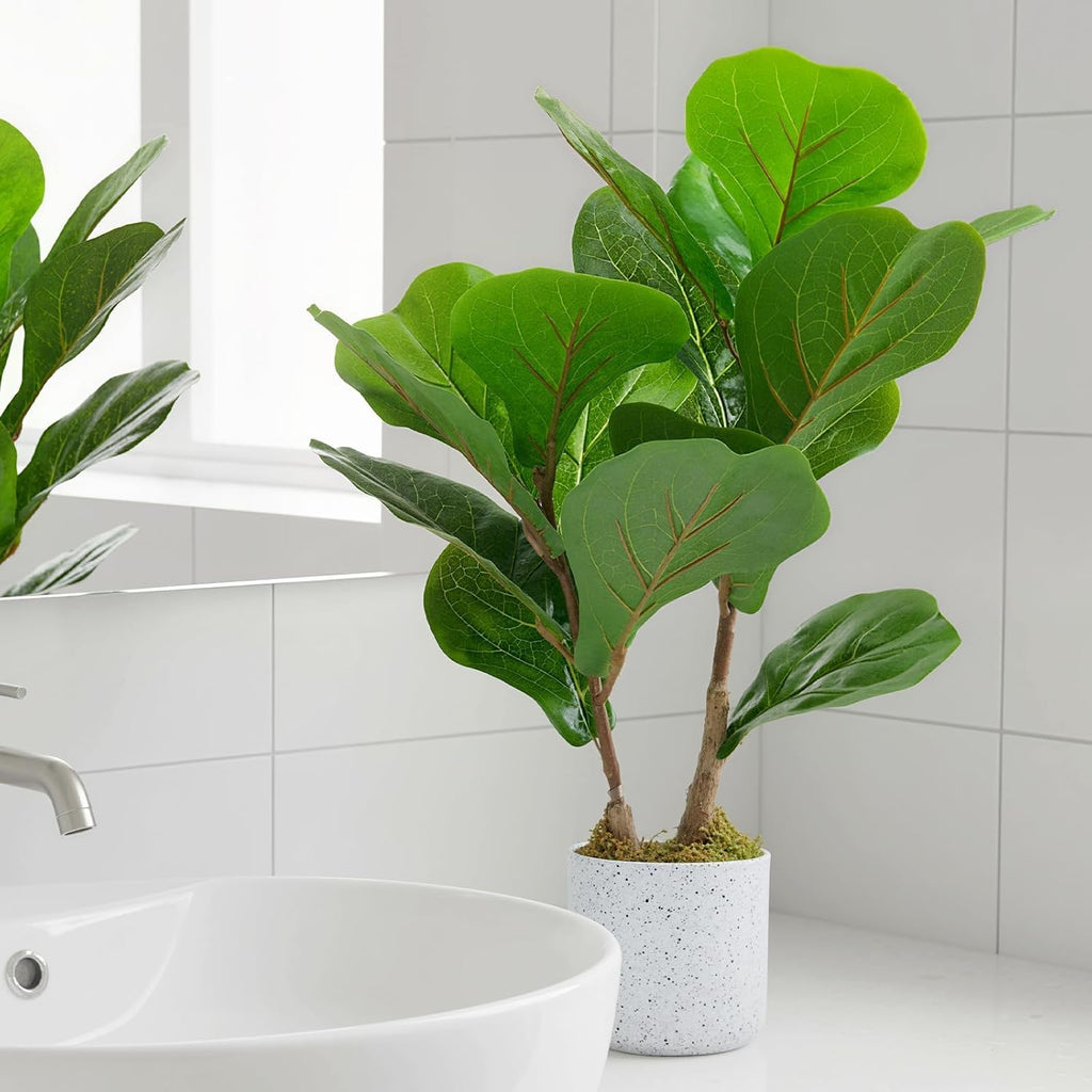 16 inch Faux Fiddle Leaf Fig Tree 2 Pack - Set of 2